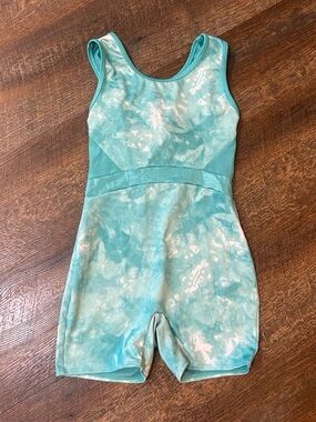 Cat & Jack Teal Tie-Dye Gymnastics Leotard 7/8